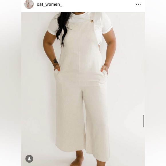 Free People Pants - NWT Oat and Co Women’s Linen Overalls in Cream